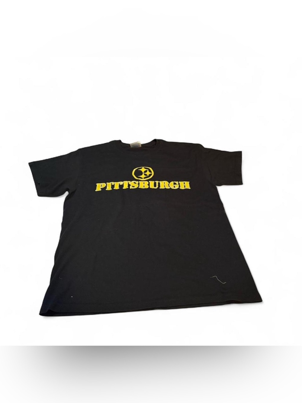 Hanes Black Short Sleeve Tee with Yellow Pittsburgh Graphic